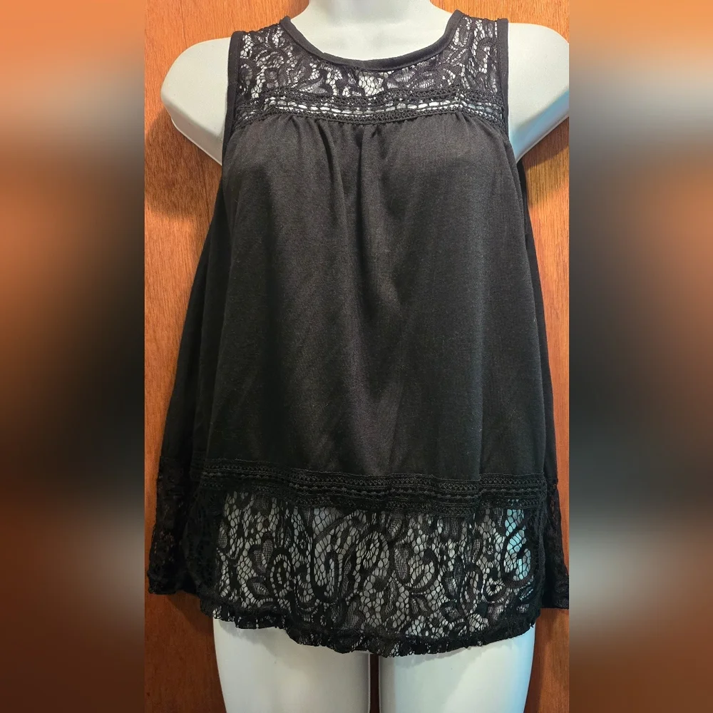 Black lace beautiful NEW tank/tunic top szM/S - Picture 2 of 6